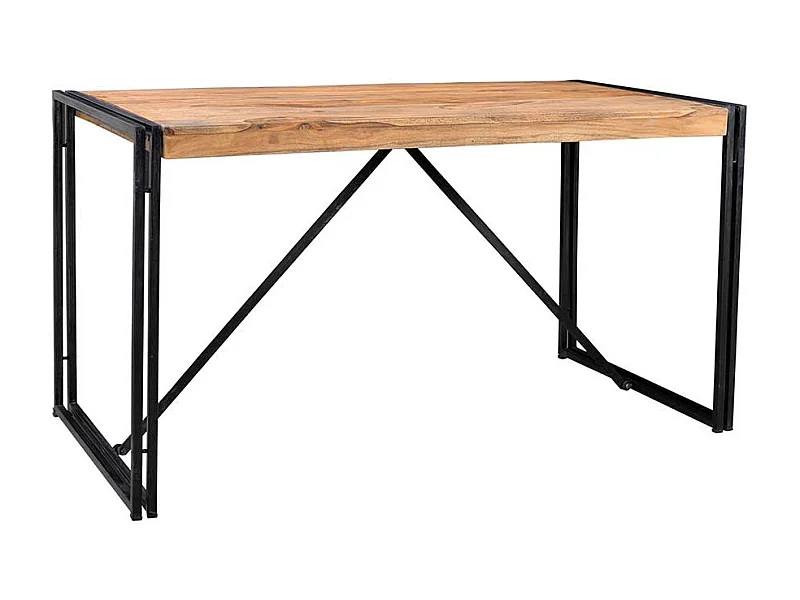 Esszimmertisch im Industrie Design Metall und Akazie Massivholz