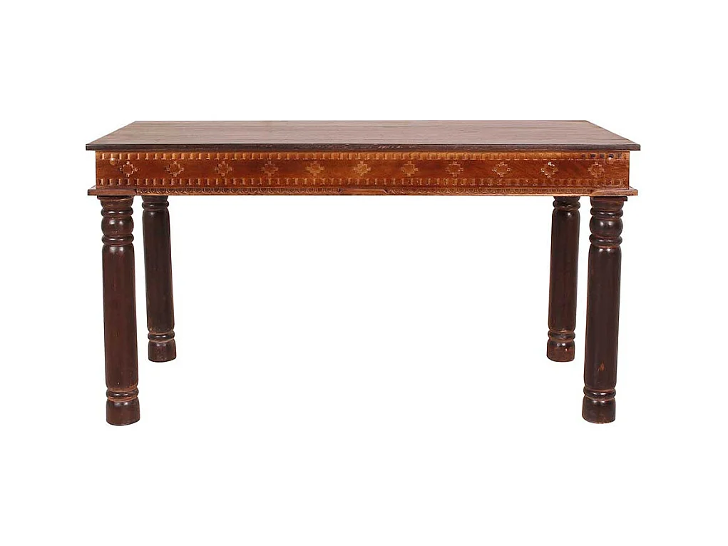 Kolonialstil Esszimmertisch aus Teak Recyclingholz beschnitzt