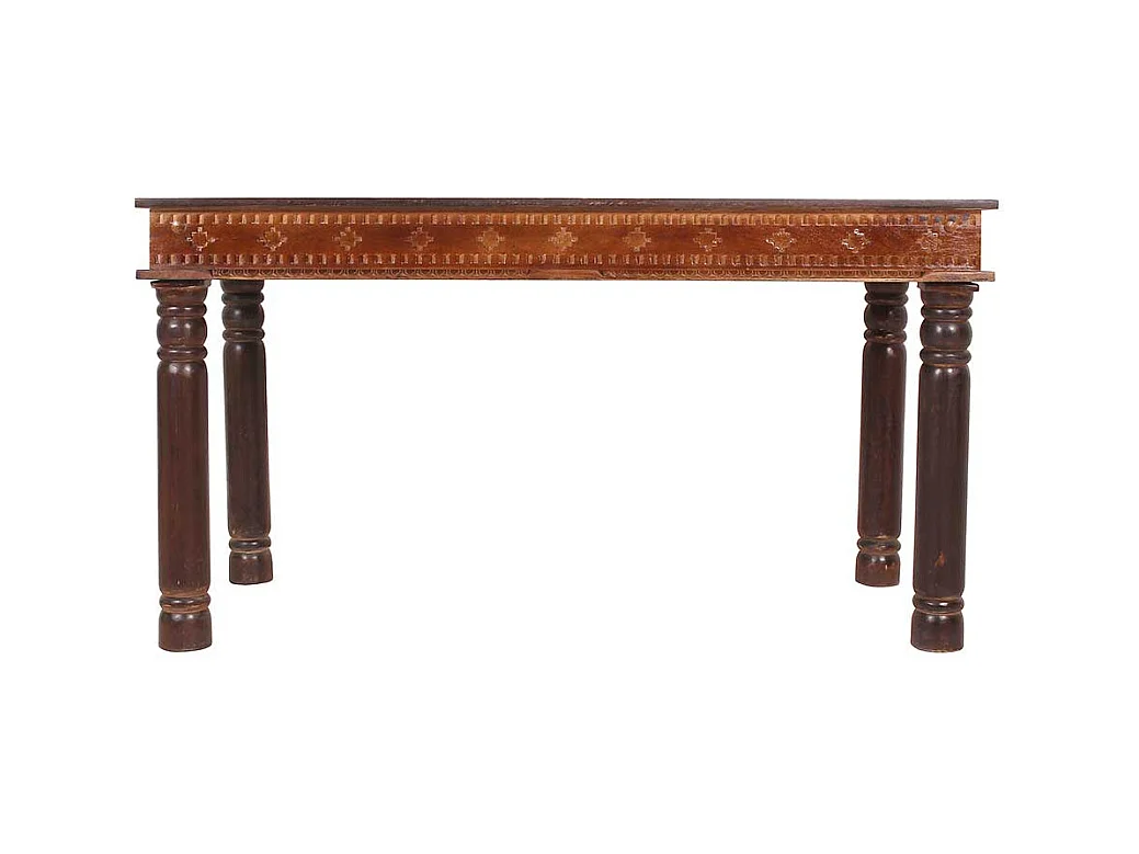 Kolonialstil Esszimmertisch aus Teak Recyclingholz beschnitzt