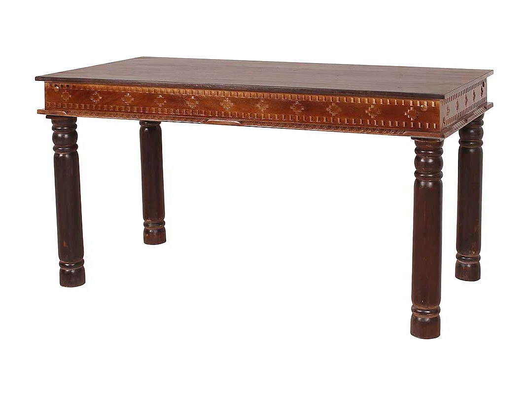 Kolonialstil Esszimmertisch aus Teak Recyclingholz beschnitzt