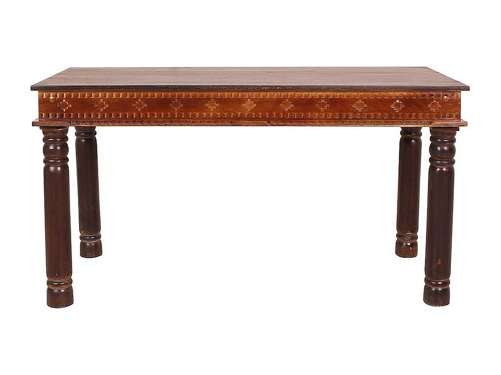 Kolonialstil Esszimmertisch aus Teak Recyclingholz beschnitzt