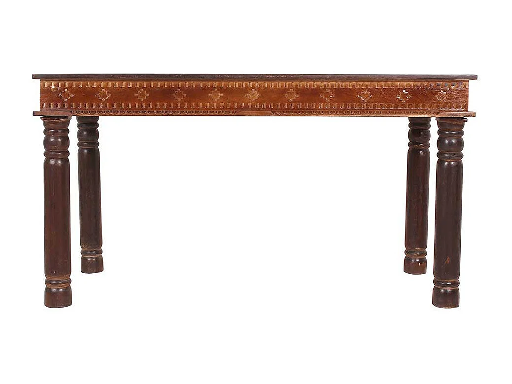 Kolonialstil Esszimmertisch aus Teak Recyclingholz beschnitzt