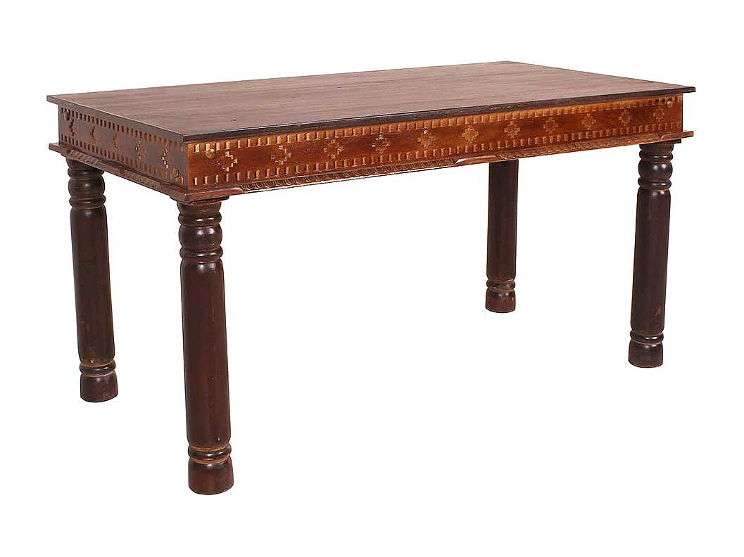 Kolonialstil Esszimmertisch aus Teak Recyclingholz beschnitzt