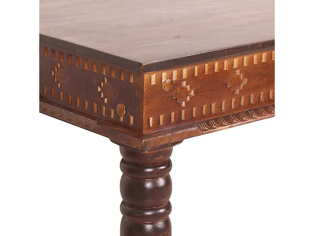 Kolonialstil Esszimmertisch aus Teak Recyclingholz beschnitzt