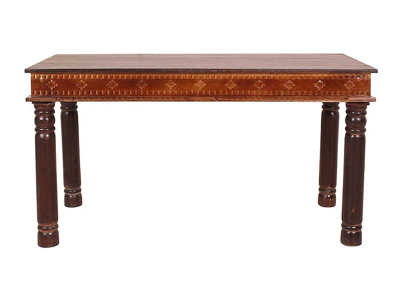 Kolonialstil Esszimmertisch aus Teak Recyclingholz beschnitzt