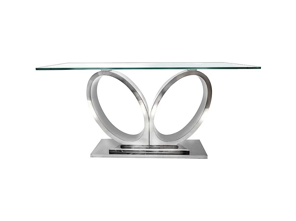 Exklusiver Esstisch aus Edelstahlgestell Sicherheitsglas