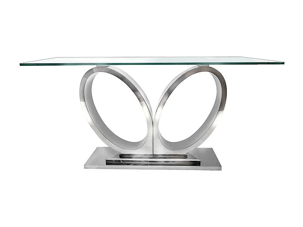 Exklusiver Esstisch aus Edelstahlgestell Sicherheitsglas