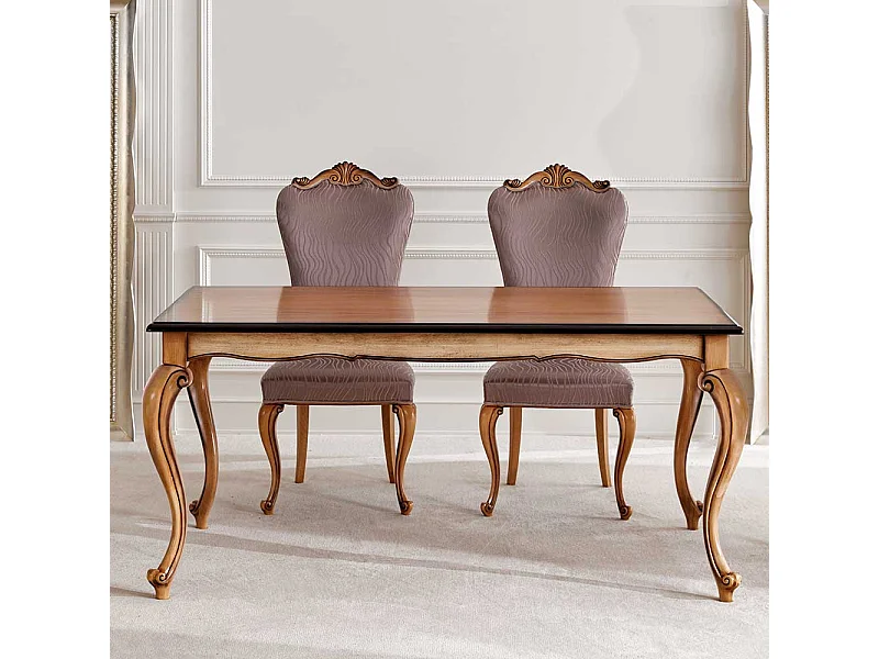 Luxuriöser Esstisch in Buche Braun Neo Barockstil