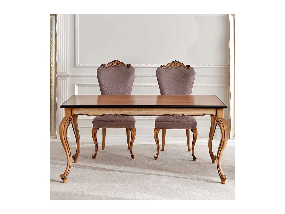 Luxuriöser Esstisch in Buche Braun Neo Barockstil