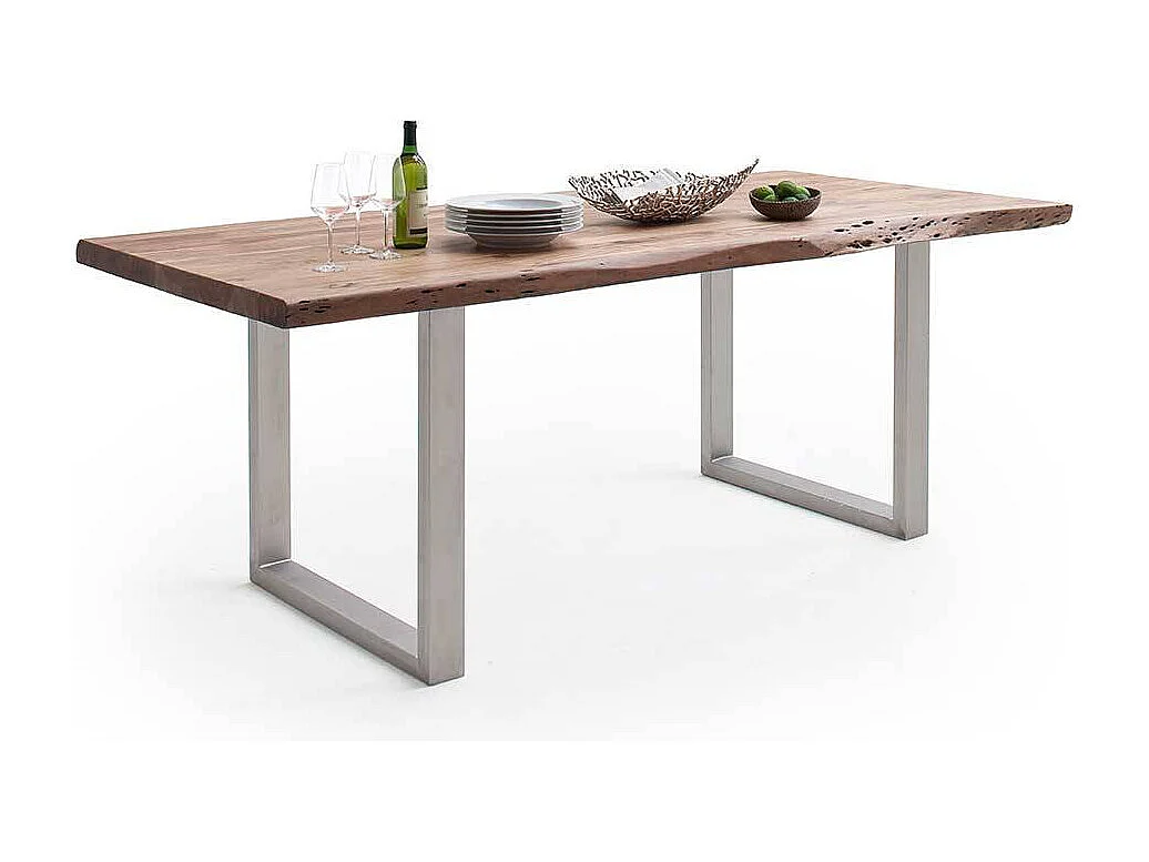 Esstisch Baumkantentisch aus Akazie Massivholz mit natürlicher Baumkante