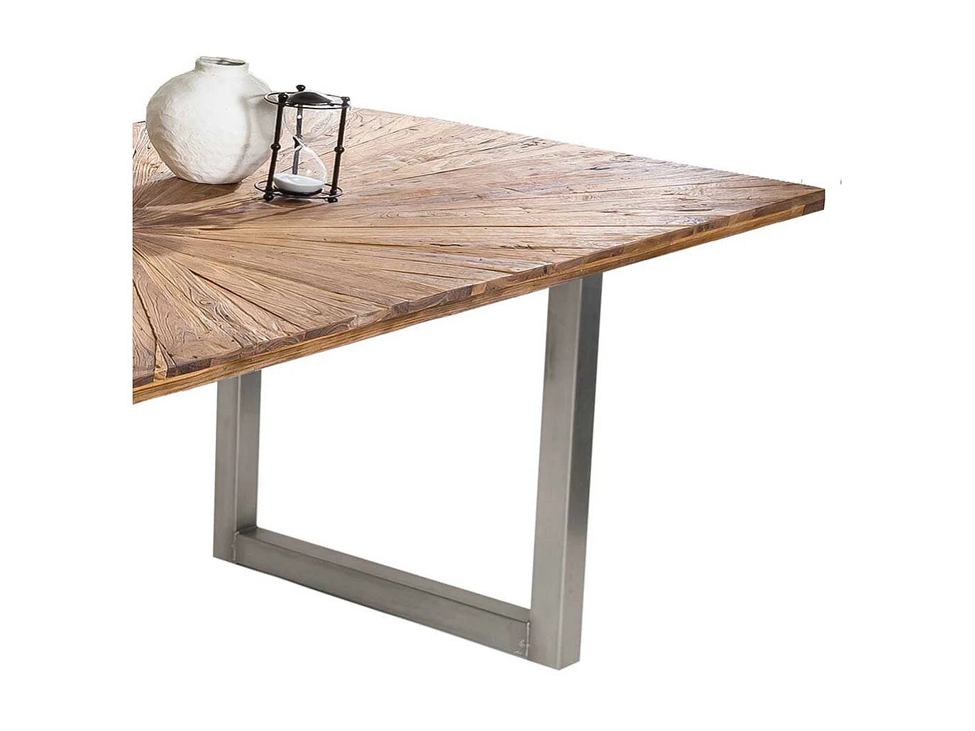 Designertisch aus Teak Recyclingholz und Stahl Loft Style