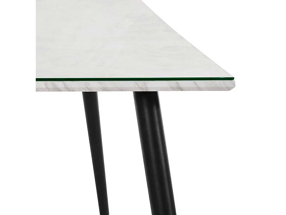 Esstisch Schwarz Weiß im Retrostil Platte glasbeschichtet