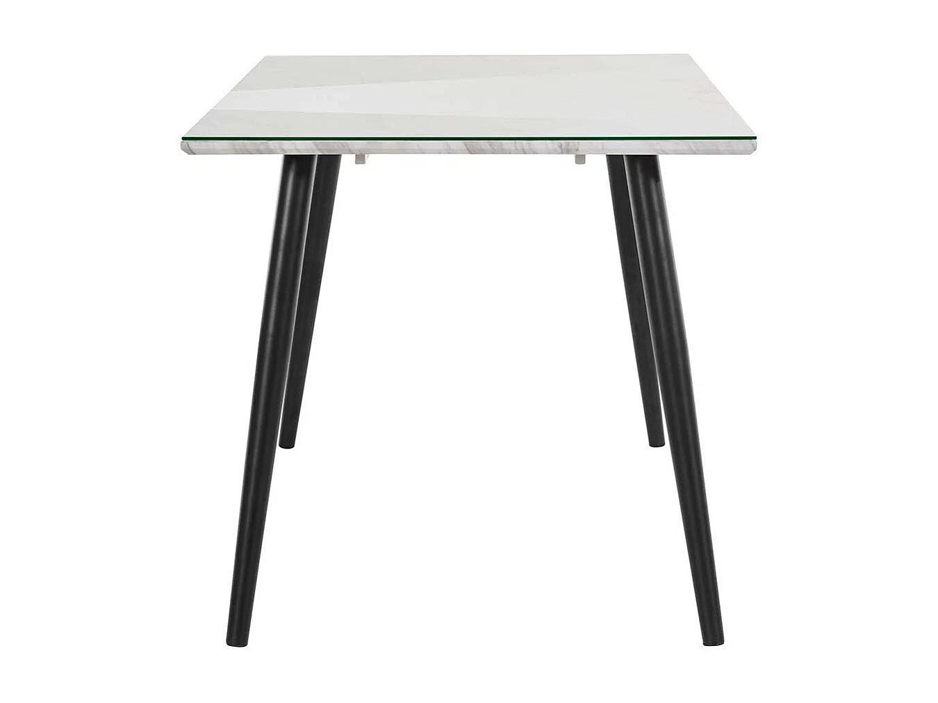 Esstisch Schwarz Weiß im Retrostil Platte glasbeschichtet