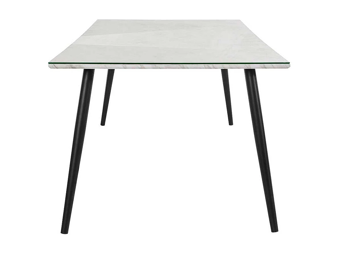 Esstisch Schwarz Weiß im Retrostil Platte glasbeschichtet