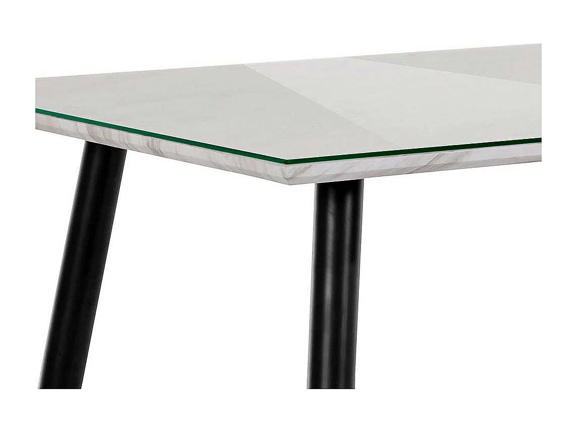 Esstisch Schwarz Weiß im Retrostil Platte glasbeschichtet