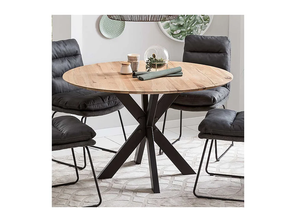 Tisch Esszimmer aus Eiche Massivholz Spider Gestell aus Metall