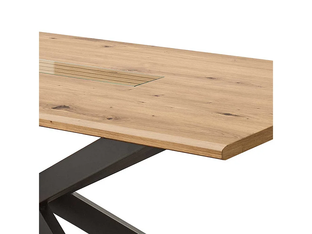 Moderner Esstisch in Wildeichefarben und Schwarz Spider Gestell