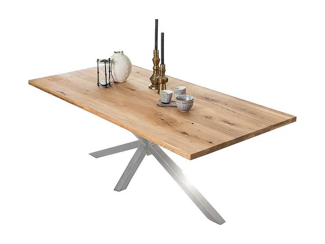 Esszimmertisch aus Wildeiche Massivholz und Eisen Loft Design