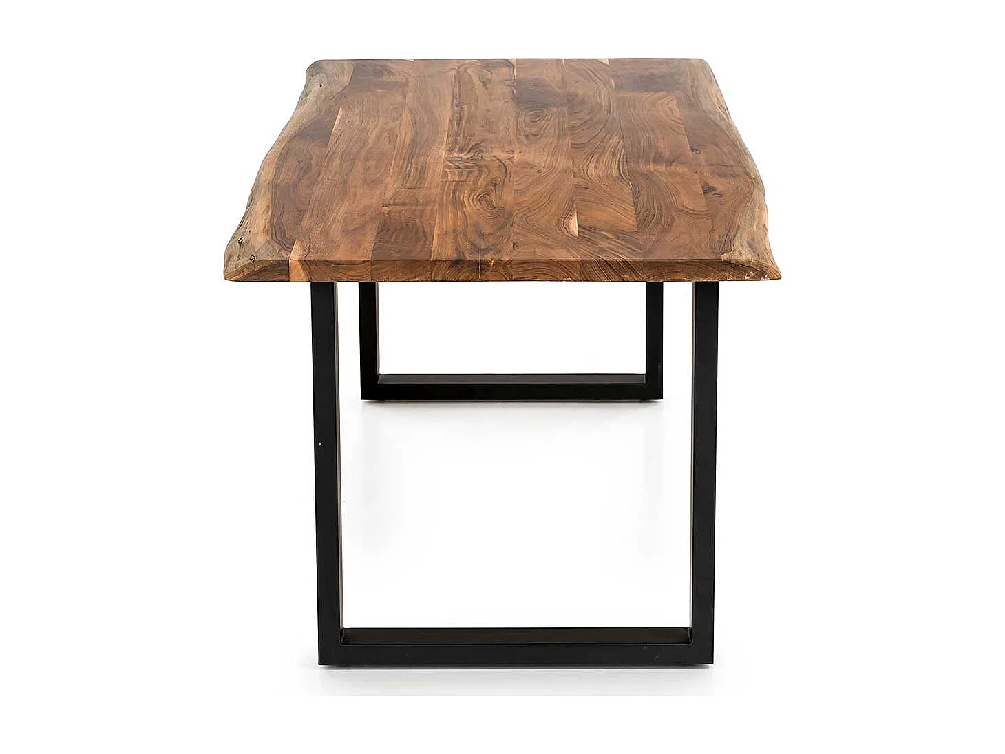 Akazienholz Esstisch mit natürlicher Baumkante Bügelgestell