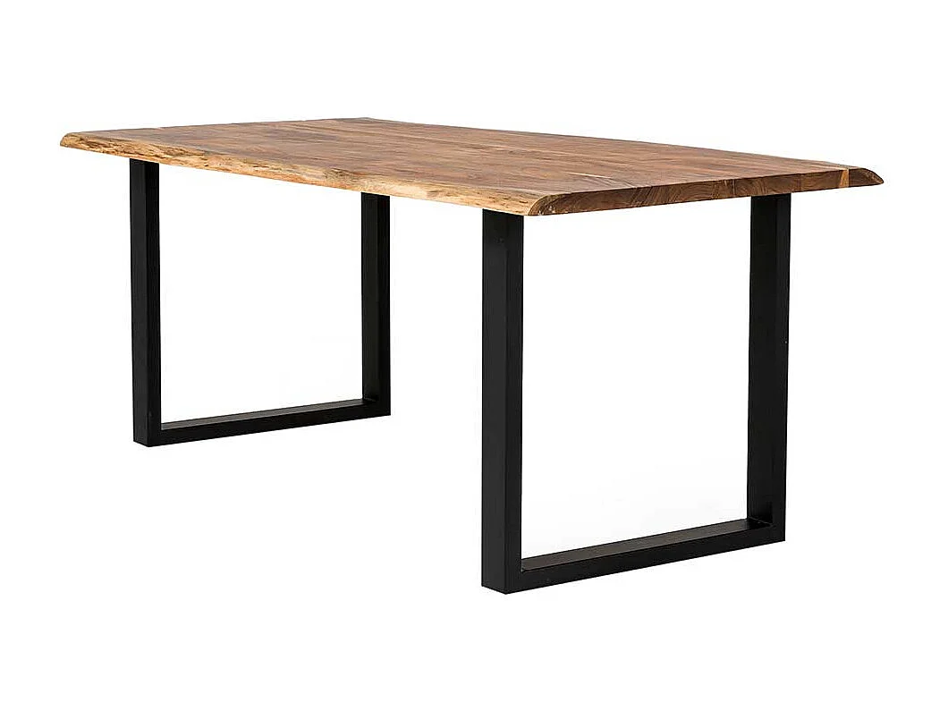 Akazienholz Esstisch mit natürlicher Baumkante Bügelgestell