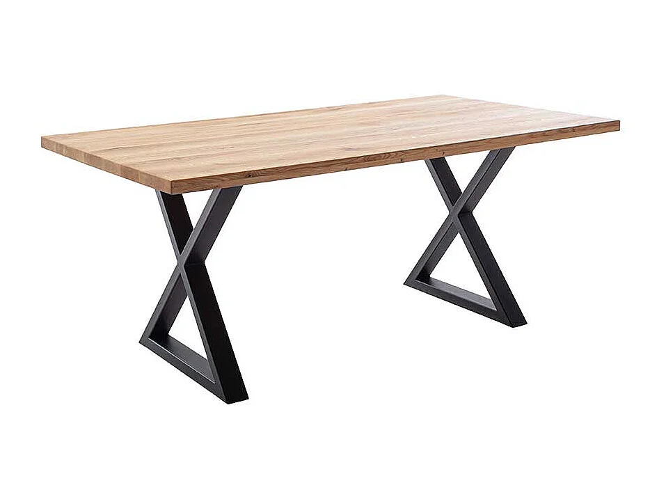 Esstisch Holztisch aus Wildeiche Massivholz mit X Gestell