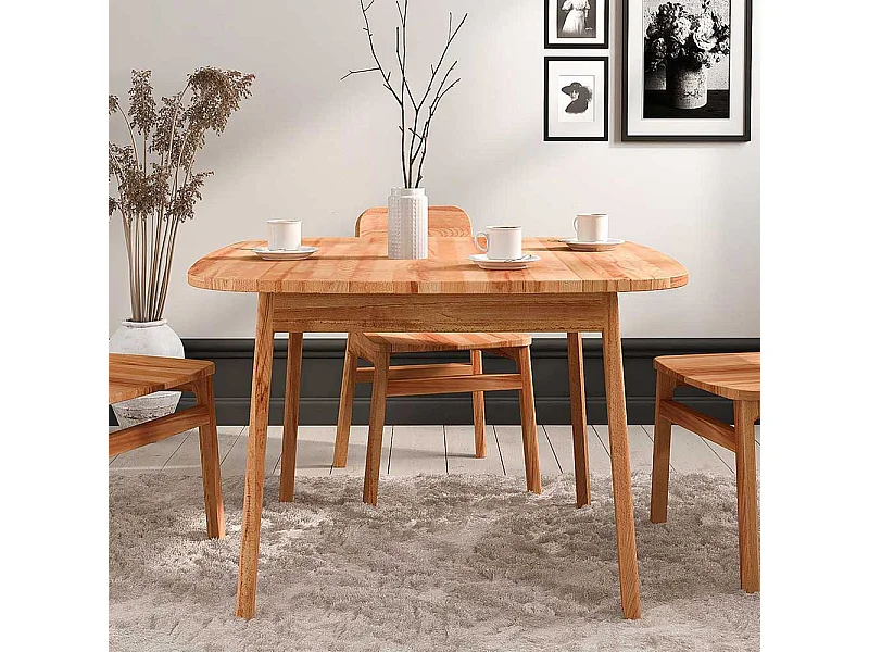 Esstisch Holztisch mit Massivholzplatte und Vierfußgestell