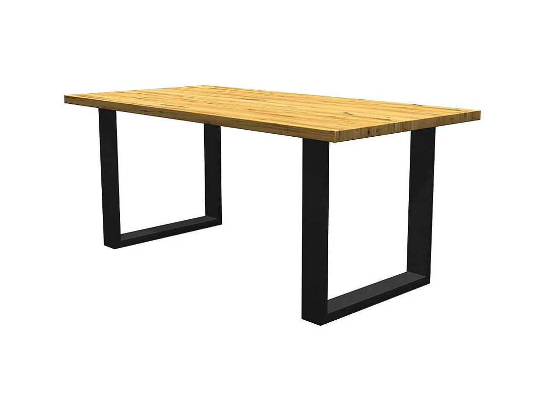 Tisch aus Eiche und Metall mit Bügelgestell 77 cm hoch