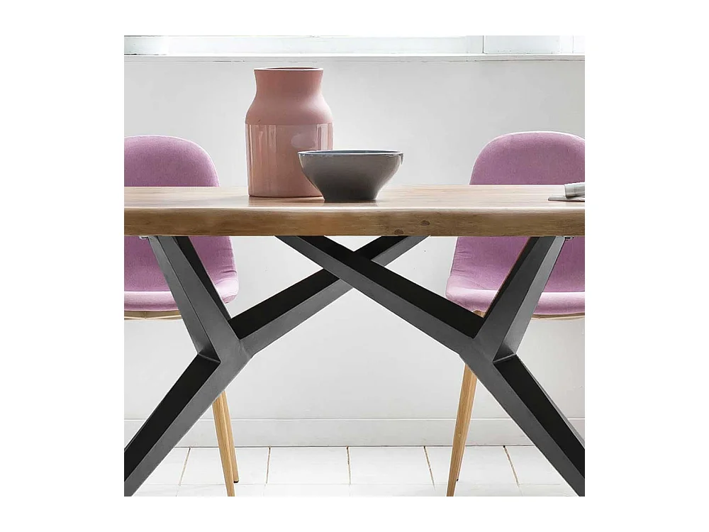 Esszimmertisch aus Mangobaum Massivholz Metall 4-Fußgestell