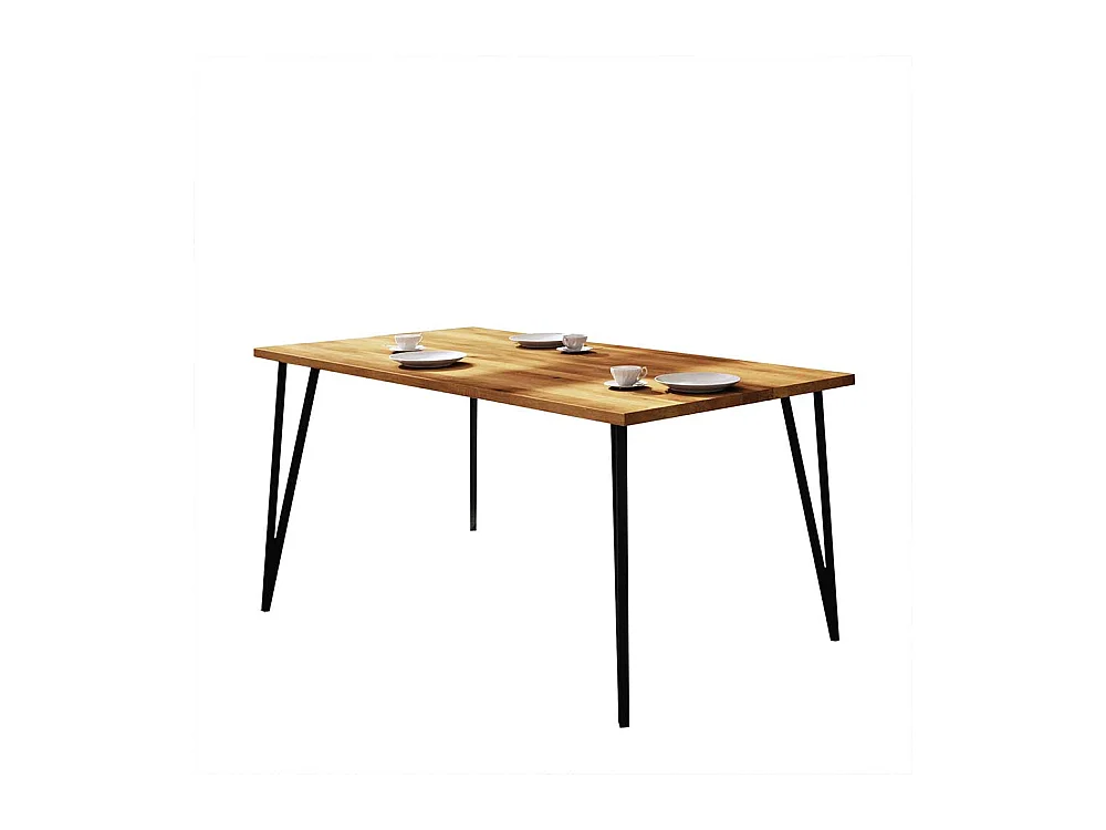 Esstisch aus Wildeiche Massivholz und Stahl Loft Design