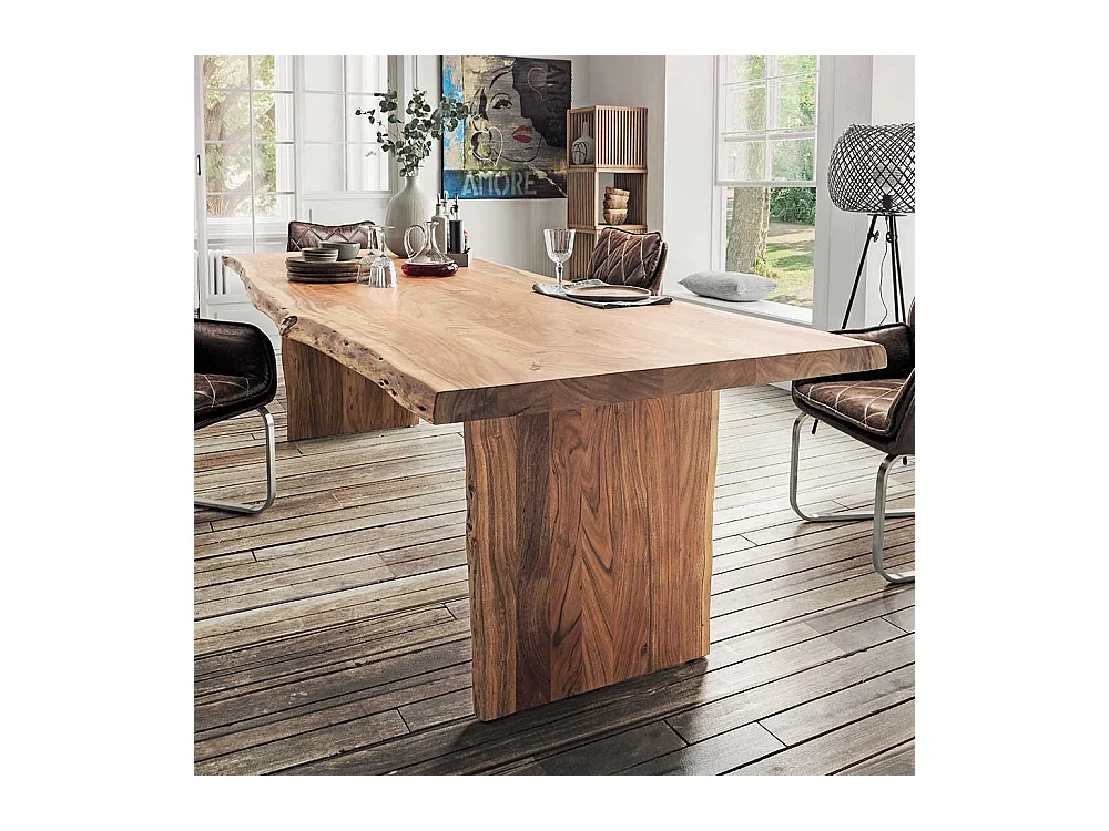 Baumkantentisch aus Akazie Massivholz Landhausstil