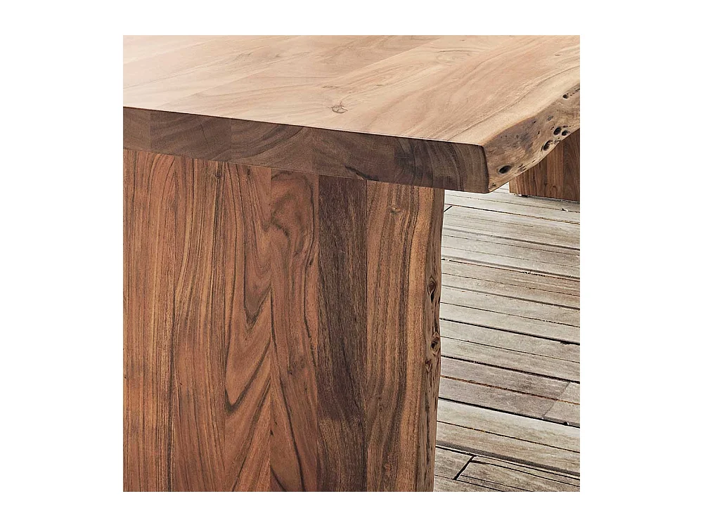 Baumkantentisch aus Akazie Massivholz Landhausstil