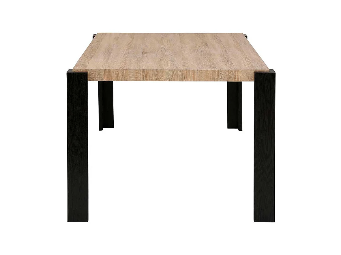 Esszimmertisch modern in Eichefarben und Schwarz 76 cm hoch