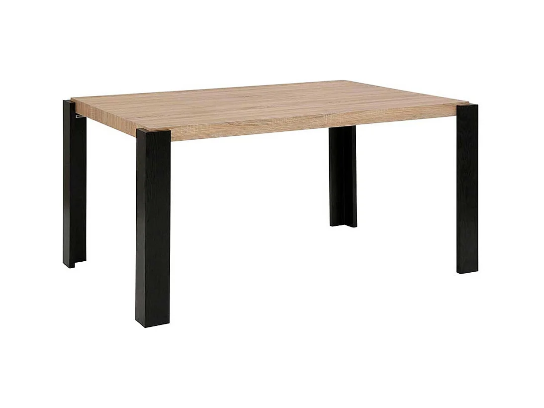 Esszimmertisch modern in Eichefarben und Schwarz 76 cm hoch