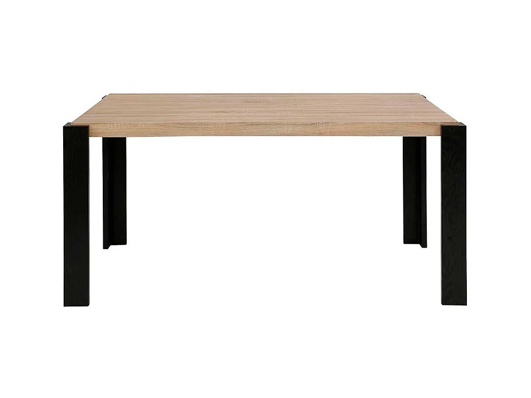 Esszimmertisch modern in Eichefarben und Schwarz 76 cm hoch