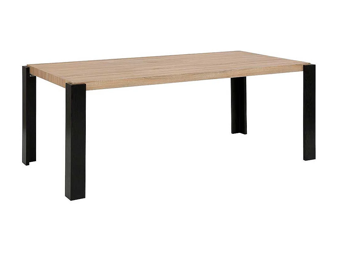 Esszimmertisch modern in Eichefarben und Schwarz 76 cm hoch