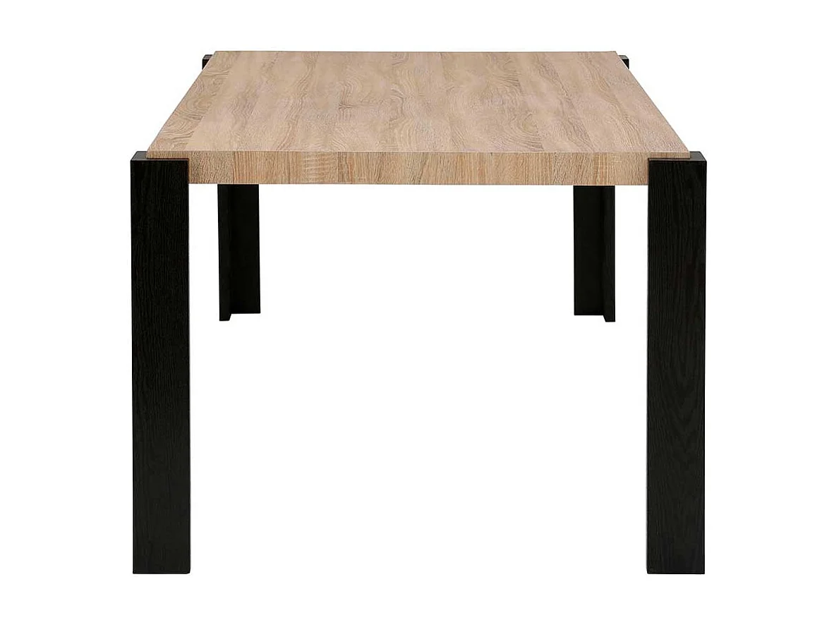 Esszimmertisch modern in Eichefarben und Schwarz 76 cm hoch