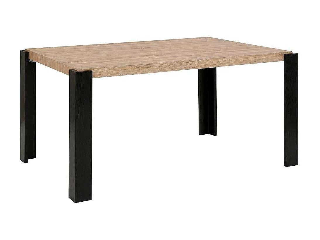 Esszimmertisch modern in Eichefarben und Schwarz 76 cm hoch