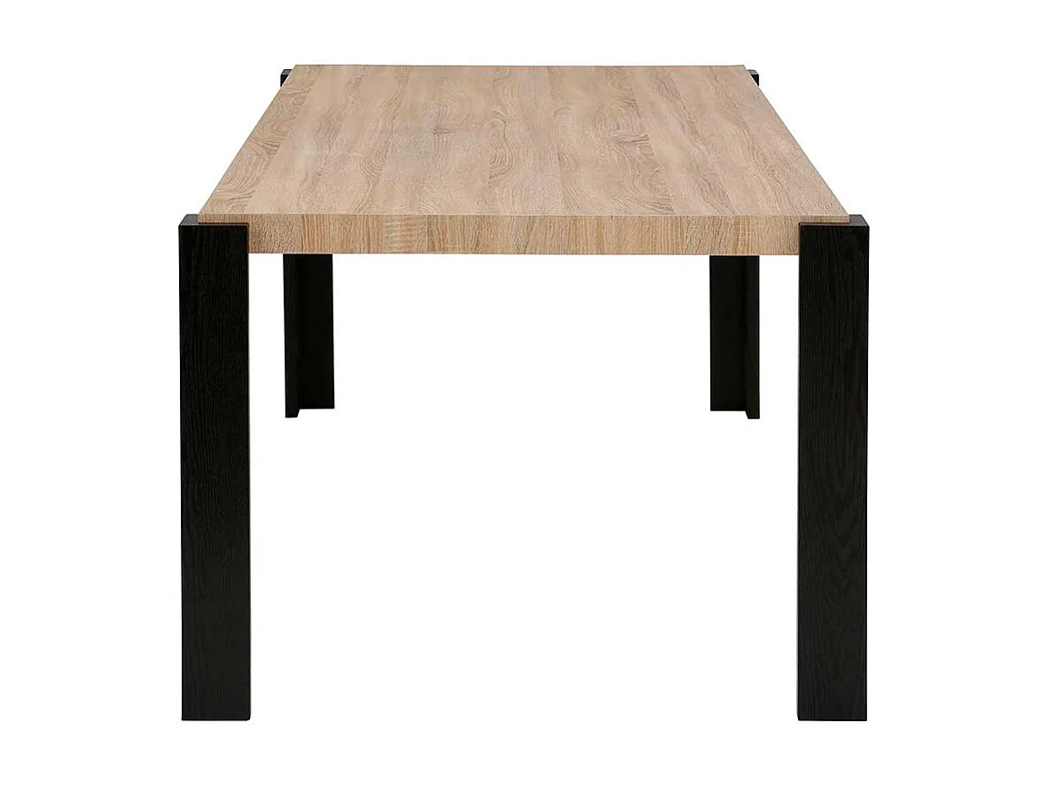Esszimmertisch modern in Eichefarben und Schwarz 76 cm hoch