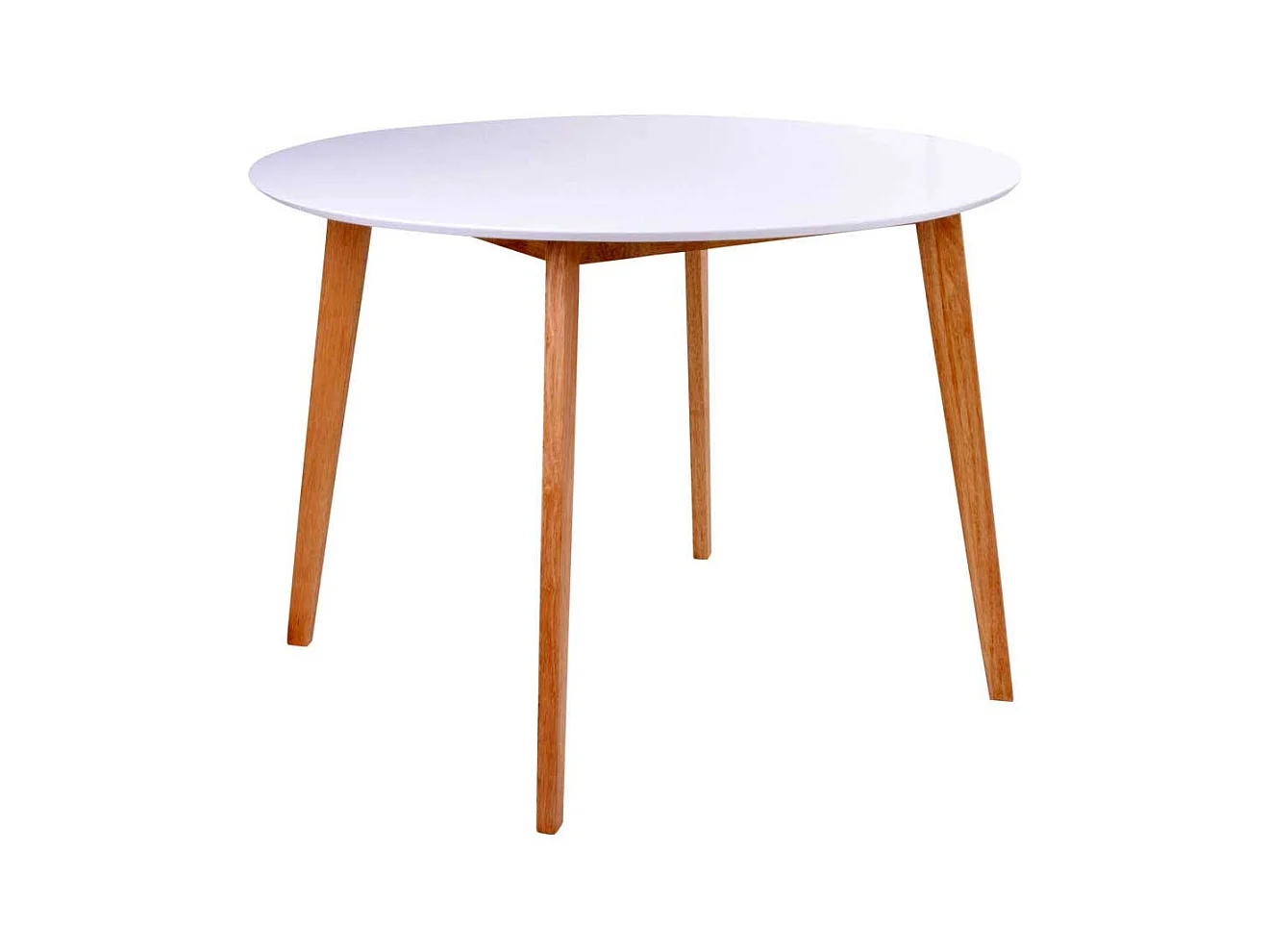 Runder Küchentisch in Weiß und Holz Naturfarben Skandi Design