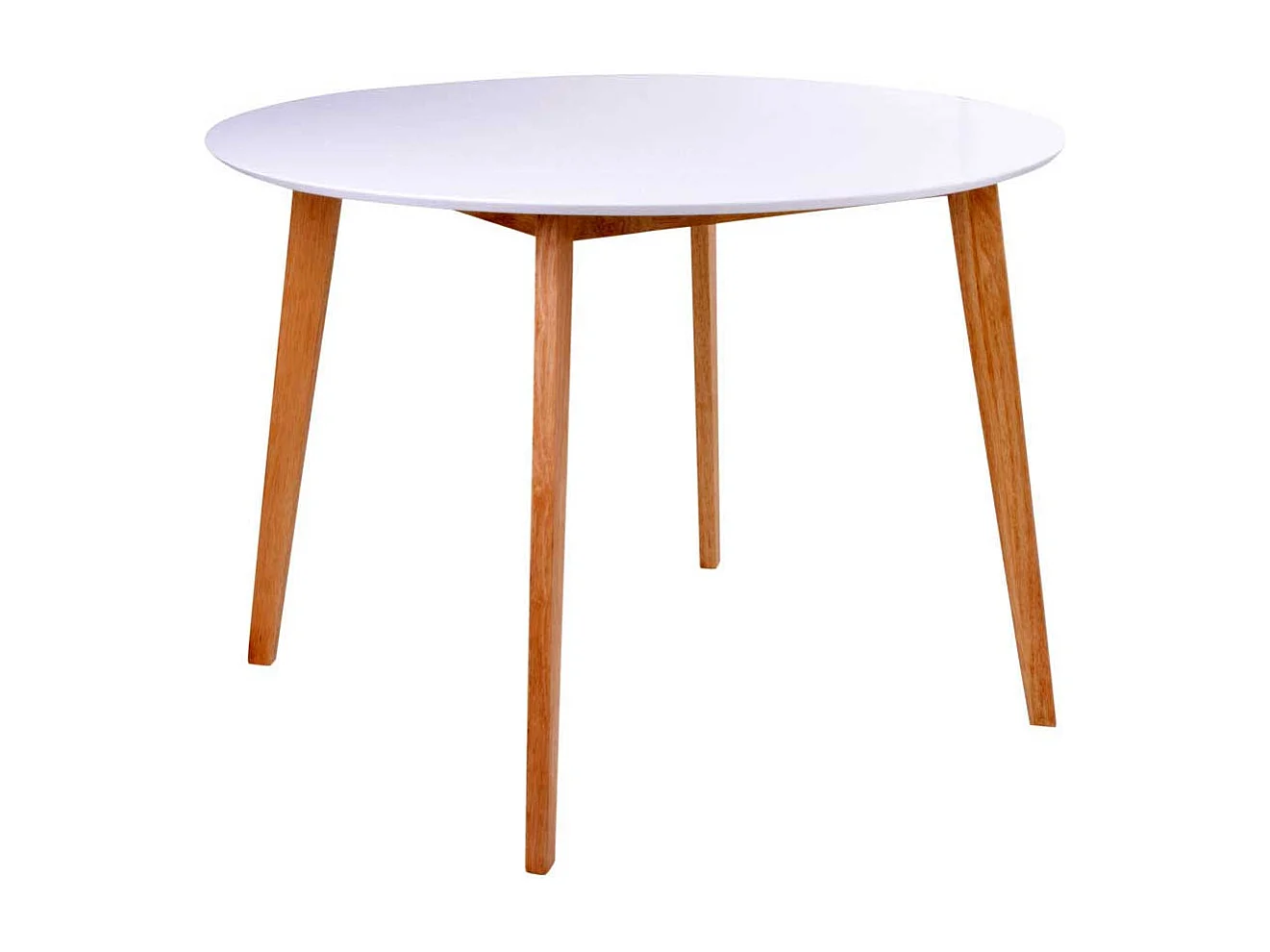 Runder Küchentisch in Weiß und Holz Naturfarben Skandi Design