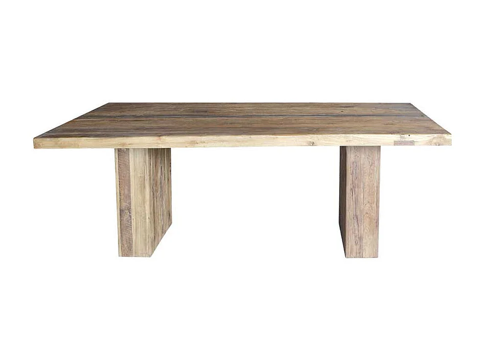 Rustikaler Tisch aus Teak Recyclingholz Wangengestell