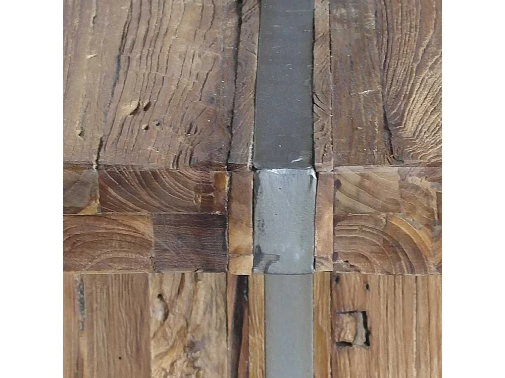 Rustikaler Tisch aus Teak Recyclingholz Wangengestell