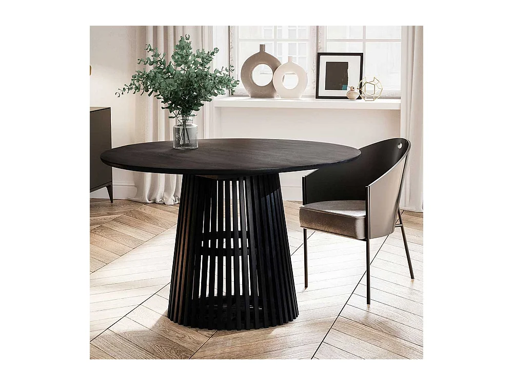 Esstisch aus Mangobaum Massivholz schwarz