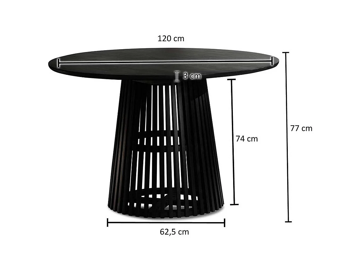 Esstisch aus Mangobaum Massivholz schwarz