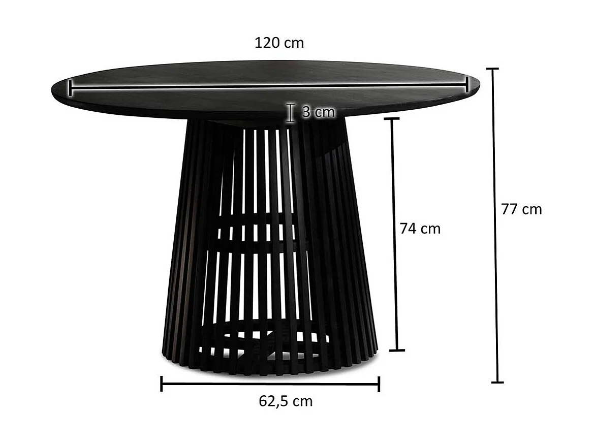 Esstisch aus Mangobaum Massivholz schwarz