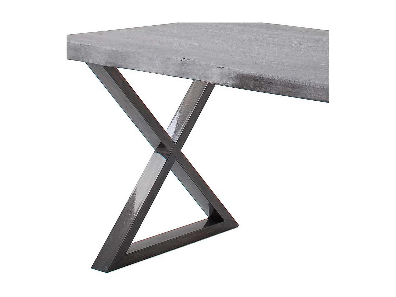Esstisch Holztisch mit X Gestell und natürlicher Baumkante