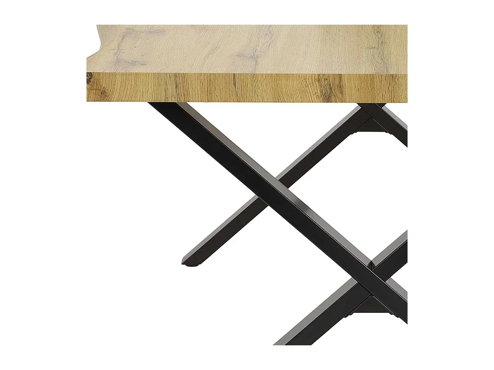 Esstisch modern Industrie in Wildeichefarben & Schwarz X Gestell