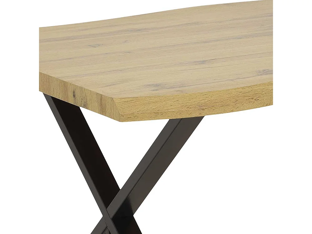 Esstisch modern Industrie in Wildeichefarben & Schwarz X Gestell