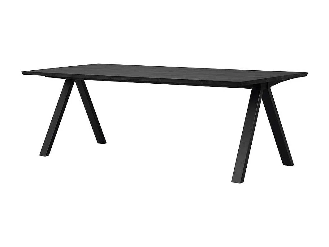 Schwarzer Esszimmertisch aus Eiche Massivholz Metall