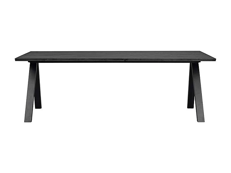 Schwarzer Esszimmertisch aus Eiche Massivholz Metall